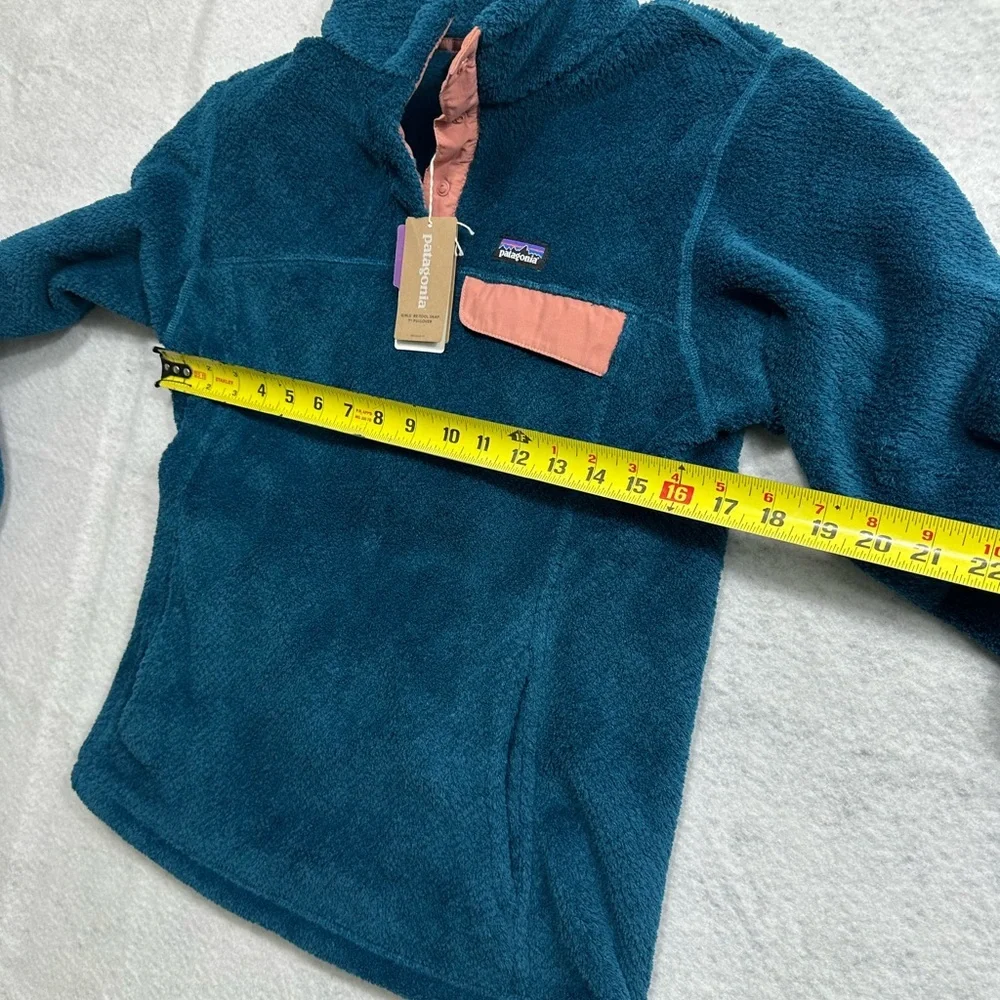 Patagonia Girls Re-Tool Snap-T Pullover Sweater Crater Blue Pink SZ XL NEW NWT